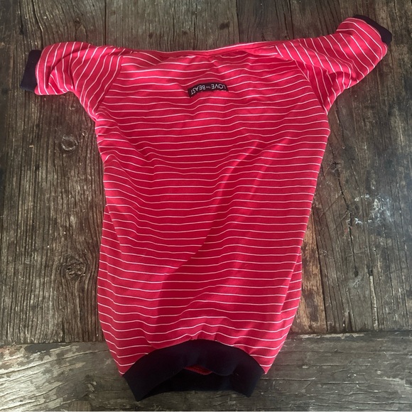 LoveThyBeast Stripe Dog Bodysuit Red Size Large - Picture 2 of 5